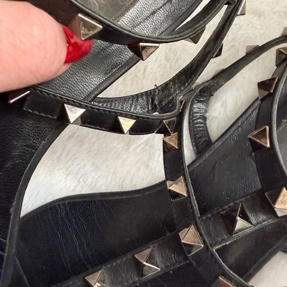 Valentino Noir Rockstud Gladiator Sandals
